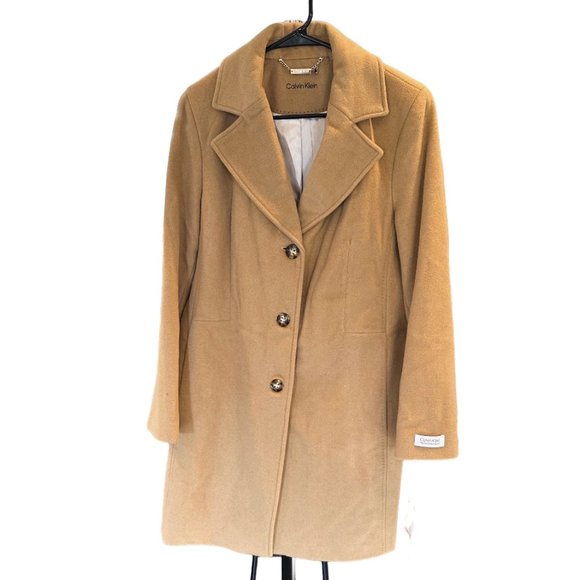 NWT CALVIN KLEIN SINGLE BREASTED WOOL BLEND COAT - Picture 4 of 7